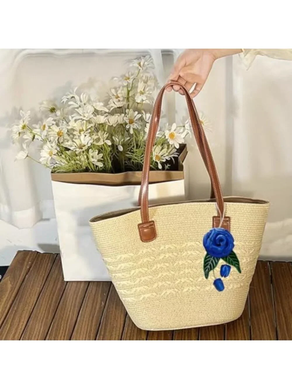 Handcrafted Leather Flower Bag Charm | Boho Keychain Pendant | Unique